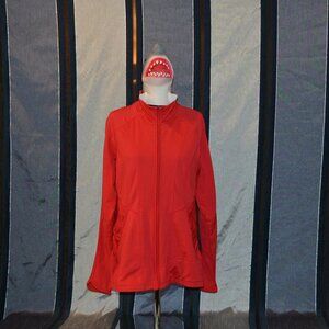 Athleta Jacket Womens Size L Red Moto Zip Fitted Performance Pockets Yoga EUC
